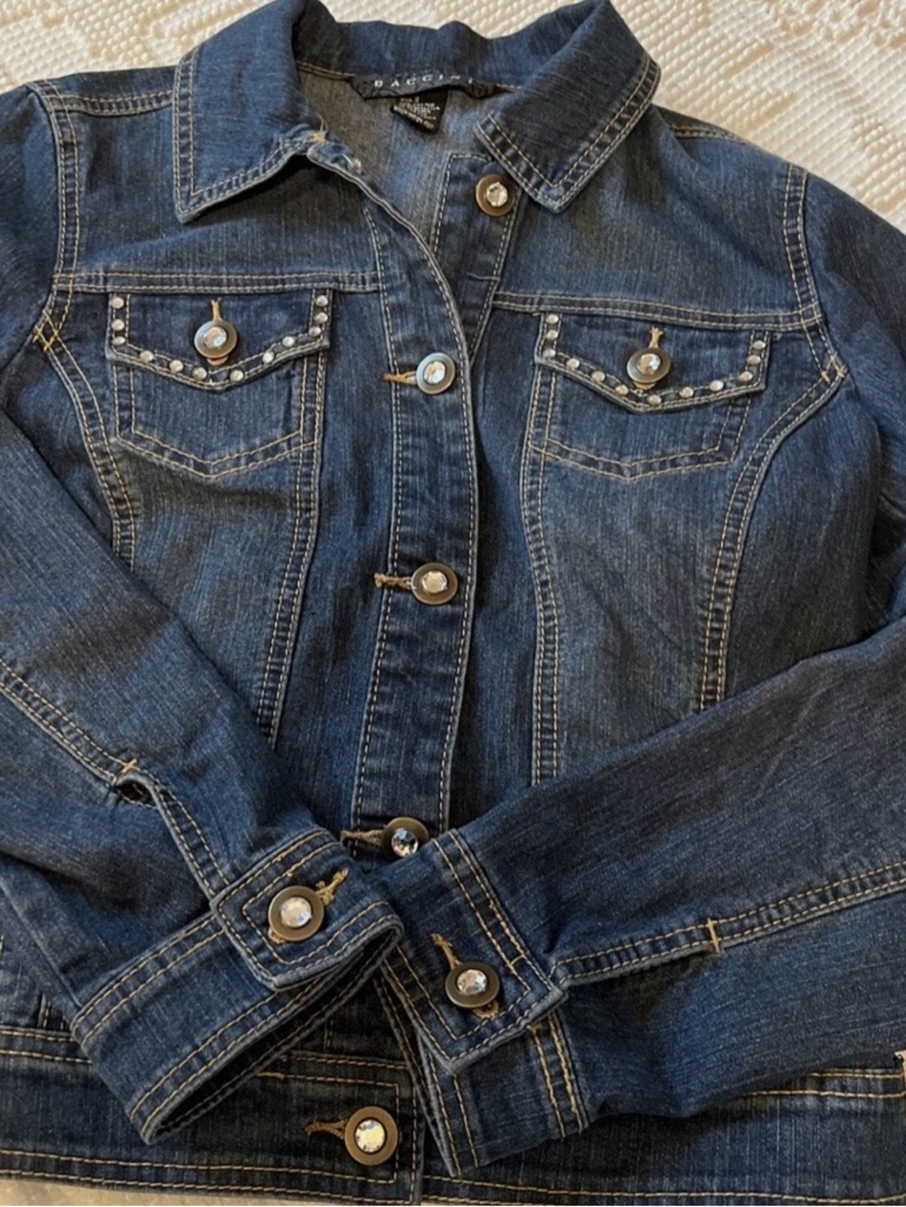 Baccini Dark Blue Denim Jacket with Stud Accents - Picture 4 of 9